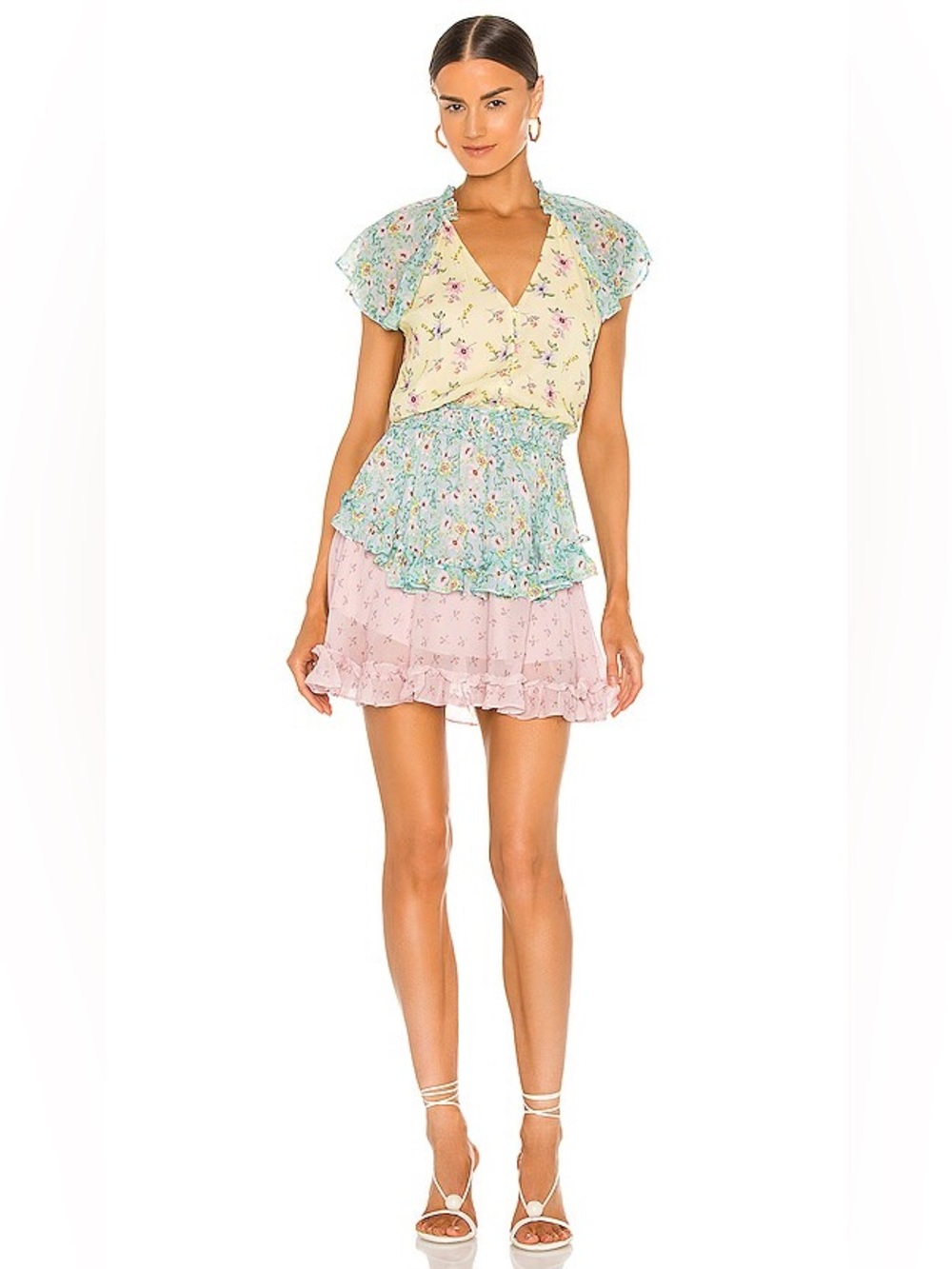 Yumi Kim Milly Dress in Willow Garden Floral Pastels Print Mini Dress Size XS
